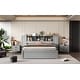 preview thumbnail 6 of 28, Full Platform Bed with Storage Headboard, Lockers & Pine Wood Frame, Grey