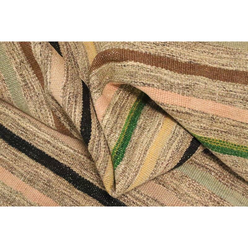 Hand Woven Oriental 100% Wool Carpet Southwestern Tribal Multi-Colored Kilim Area Rug - 9' 7'' X 6' 6''