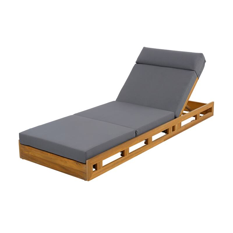 Christopher Knight Home- Theodoric Patio Acacia Wood Chaise Lounge Set