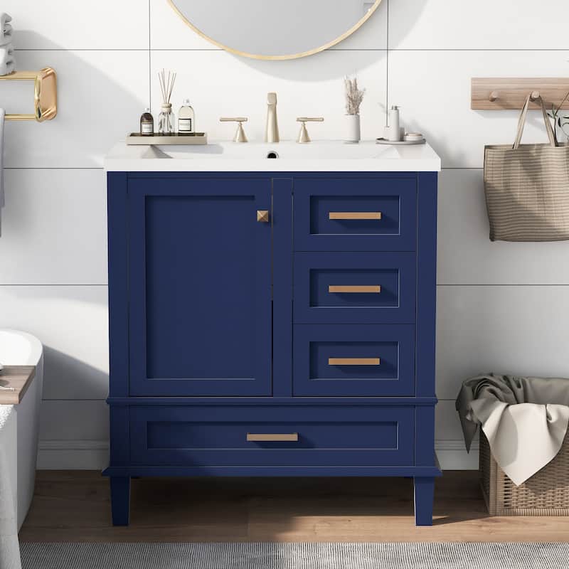 30" Modern Bathroom Vanity with Sink Combo Set - Blue