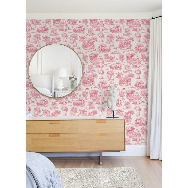 Rachel Antonoff Pink The Chase Peel Stick Wallpaper