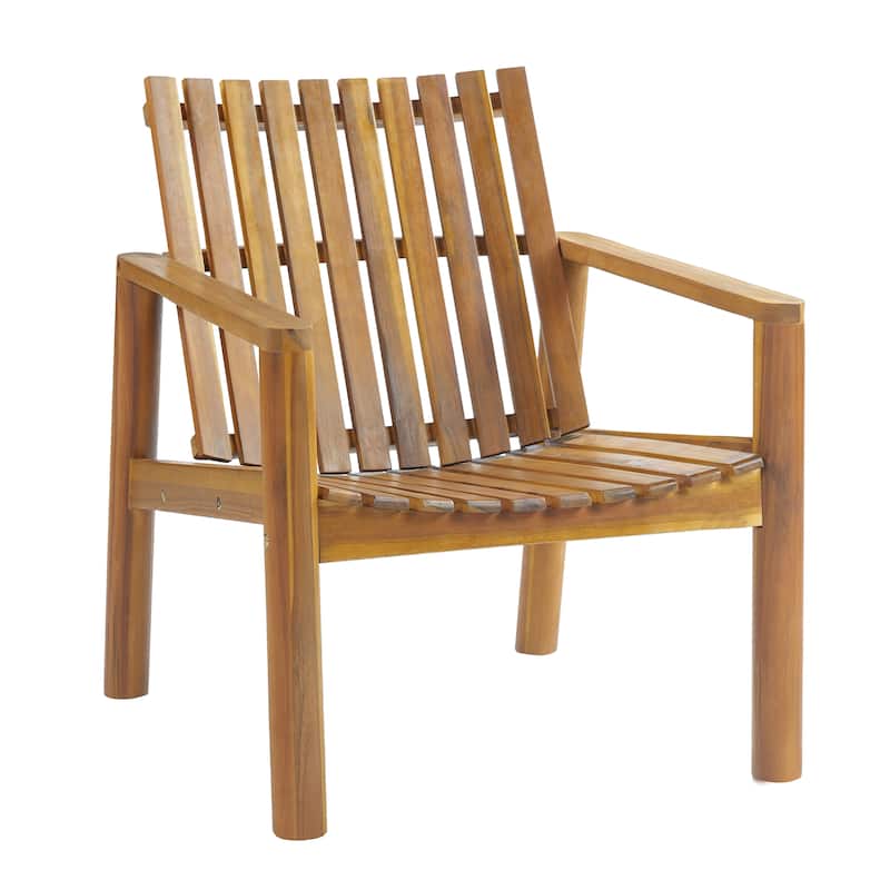 Christopher Knight Home - Solid Acacia Wood Outdoor Lounge Chair with Arms and Slatted Back