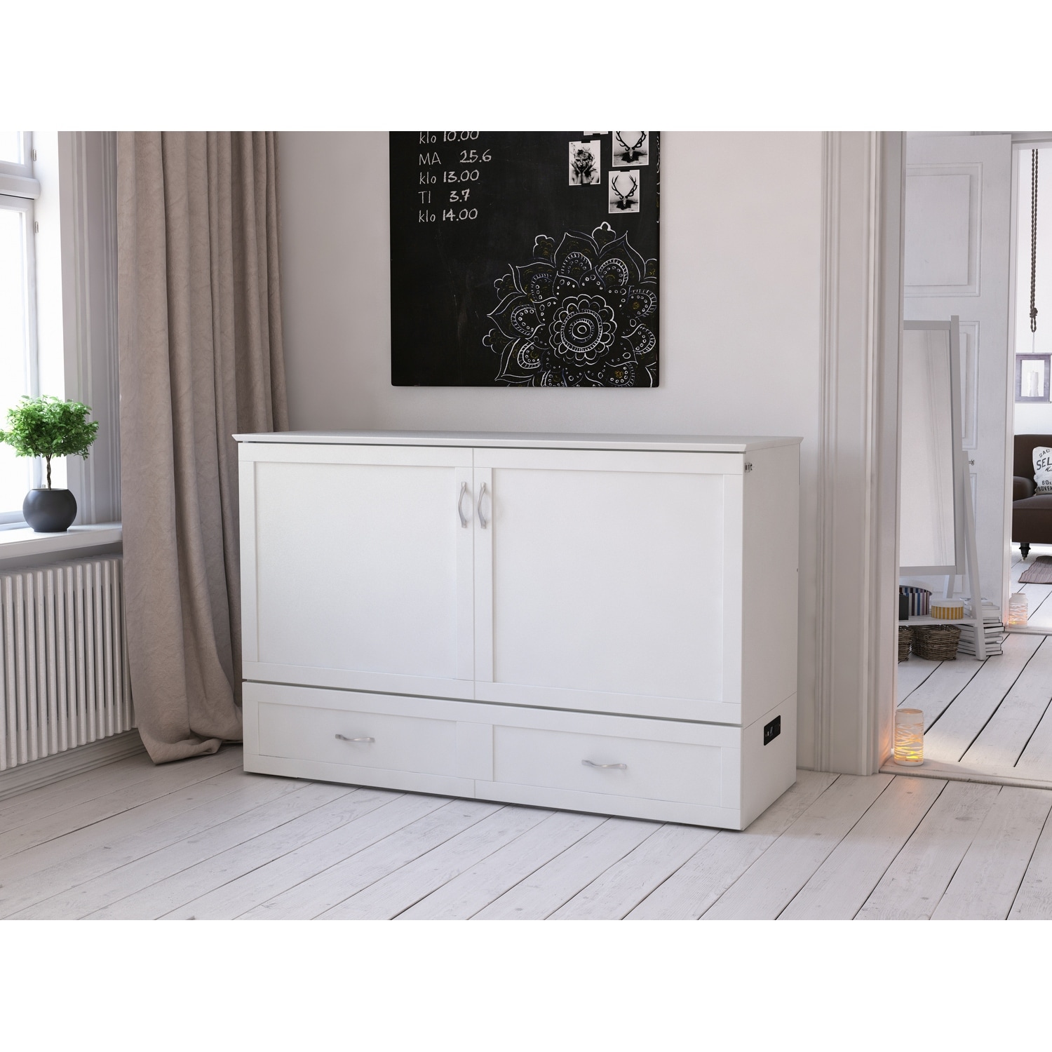 Hamilton murphy bed best sale chest queen white