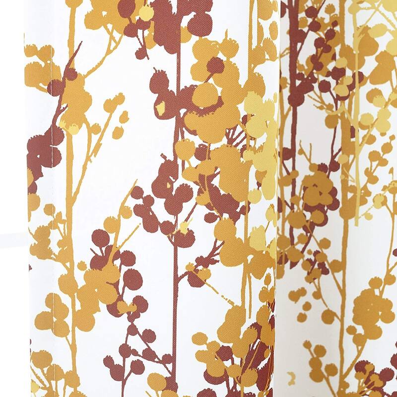 DriftAway Leah Floral Blossom Ink Painting Thermal Room Darkening Kitchen Tier Pair