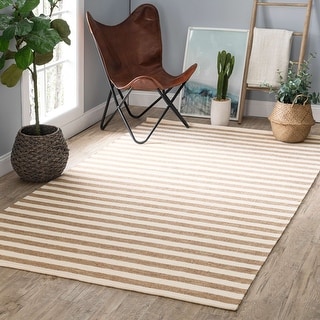 Ladder Stripe Natural/Ivory Handwoven Wool Rug - Bed Bath & Beyond ...
