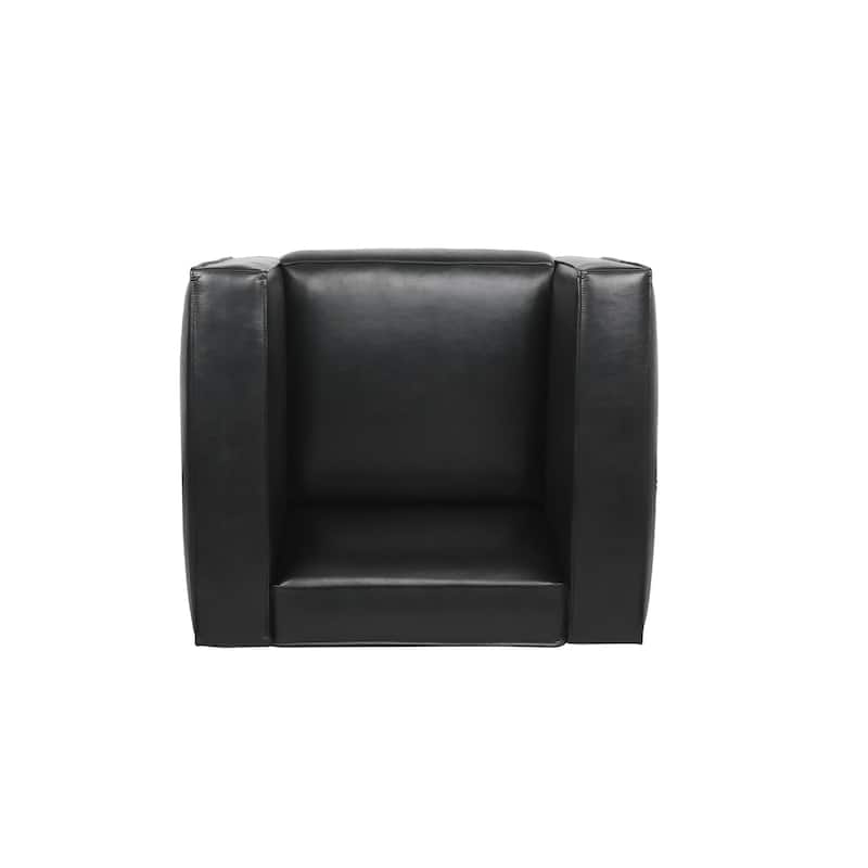 Goyette Faux Leather 3 Piece Club Chair and Sofa Set by Christopher Knight Home