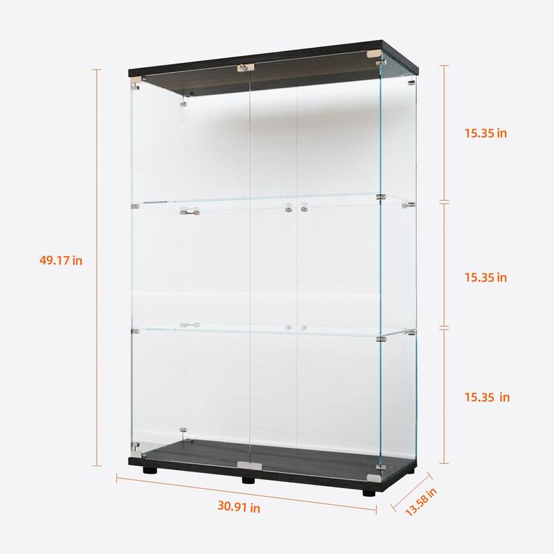Glass Display Cabinet,Wine Cabinet,Storage Cabinet,File Cabinet,With Battery-Powered Paipai Light,Adjustable Floor Feet