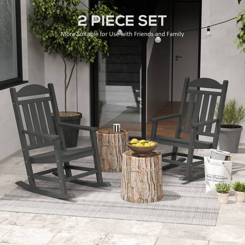 Outsunny 2 Pieces Outdoor Rocking Chair (Excluding the table)