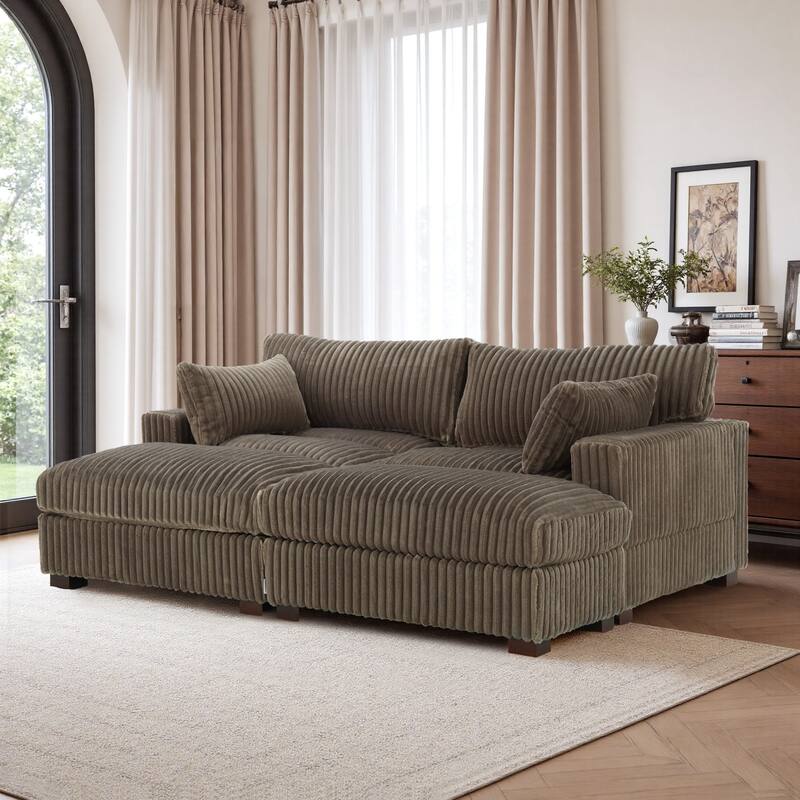 Modren Plush Oversized Modular Sectional Sofa Set with Chaise&Ottoman.