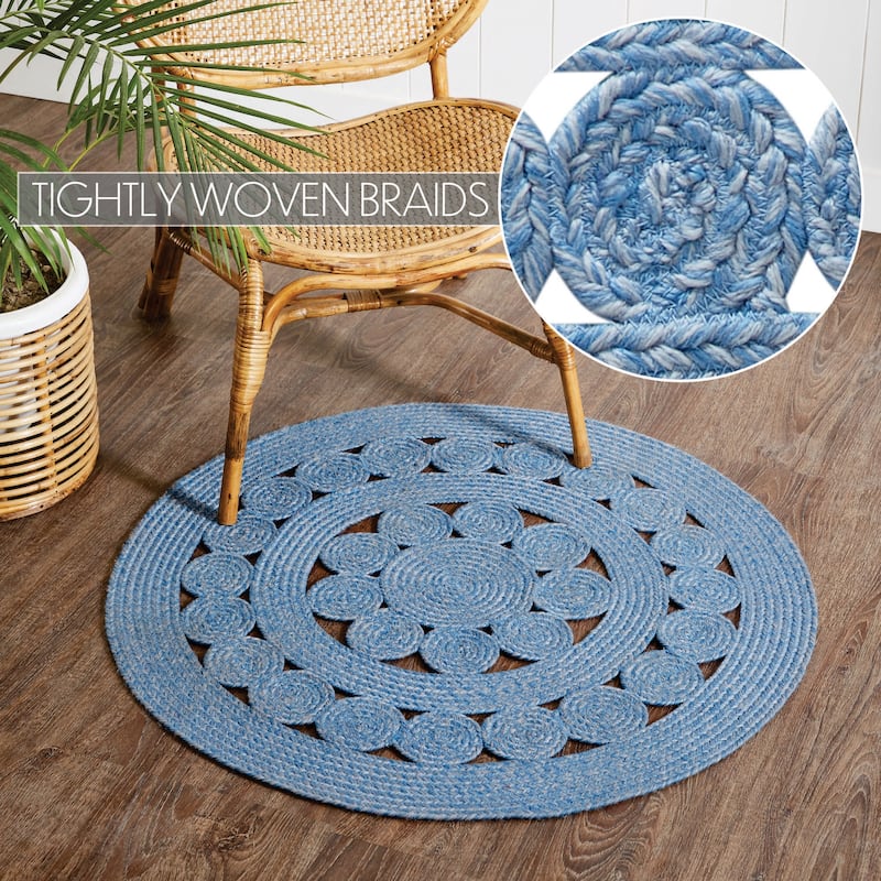 Celeste Blended Blue Indoor/Outdoor Rug 3ft Round - 36 in