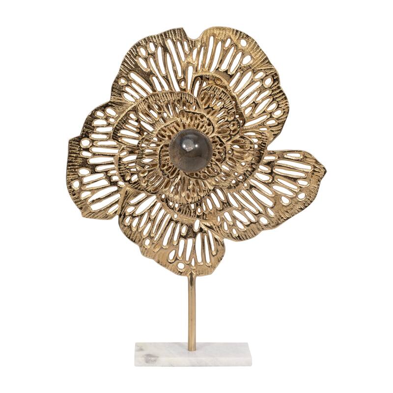 Sagebrook Home Aluminum Salma Gold Flower Statuary - Elegant Decorative Object