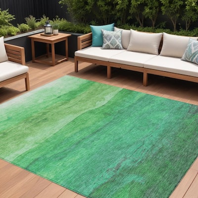 HomeRoots Abstract Modern Rectangle Outdoor Rug