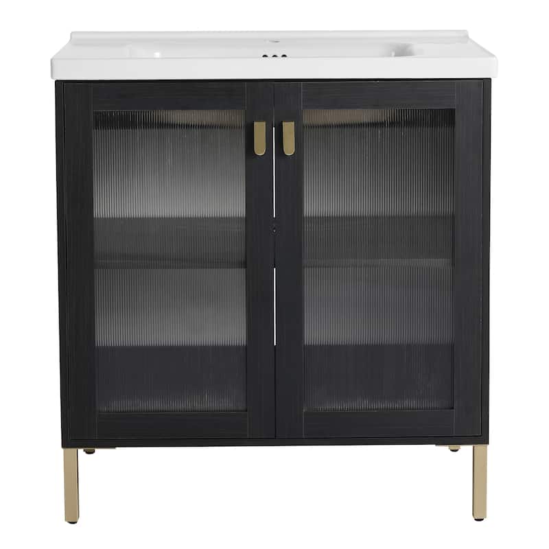 GDFStudio - Eliana Modern Freestanding Bathroom Vanity with Soft-Close Doors and Ceramic Sink