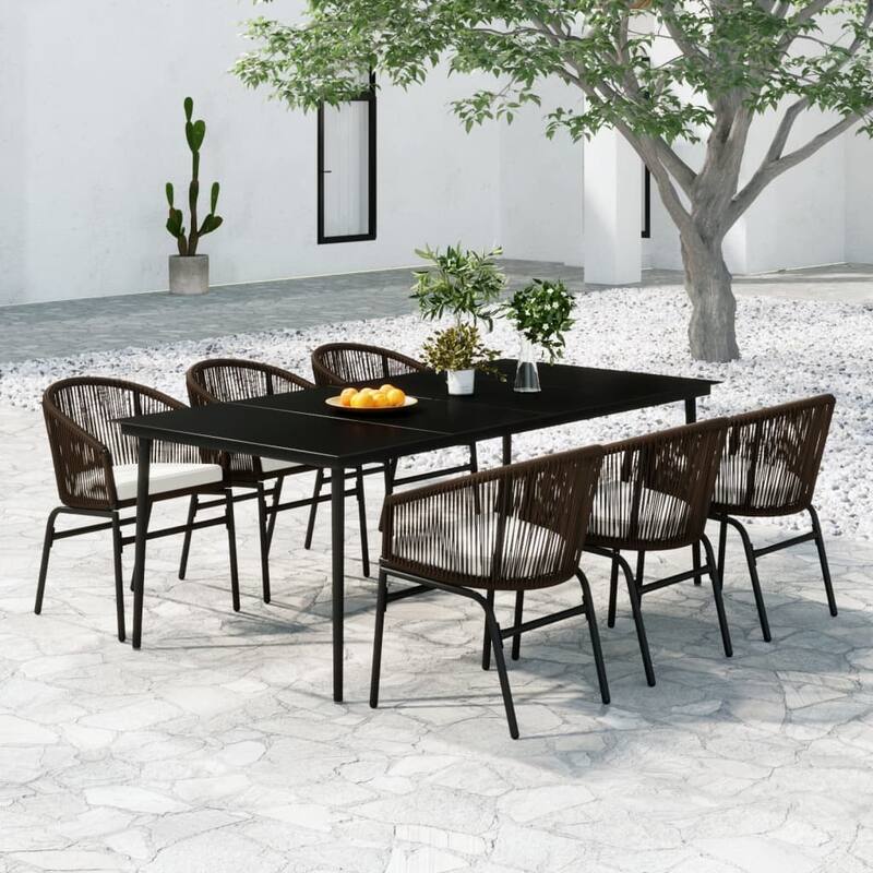 vidaXL Patio Dining Set Outdoor Garden Seat 3/5/7/9 Piece Multi Colors/Sizes - Brown 78.7" x 39.4" x 29.1" 7-Piece