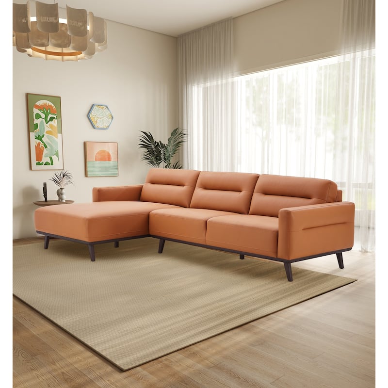 Balton L-Shaped Vegan Leather Sectional in Cognac Tan