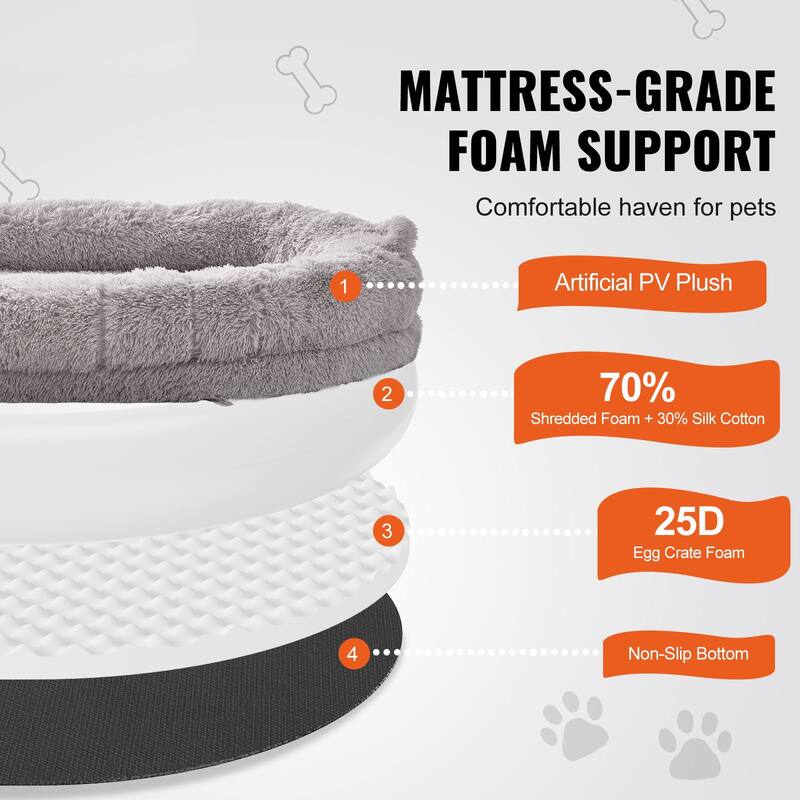 Grey Oval Shape Velvet Large Human Size Dog Bean Bed with Side Handles and Side Pocket for Storage - 71.7” x 48’ x 9.8”