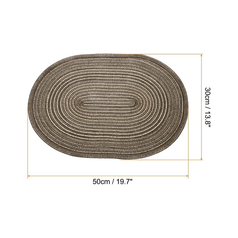 6pcs Oval Braided Placemats 19.7" Non-Slip Washable Oval Table Mats - Brown