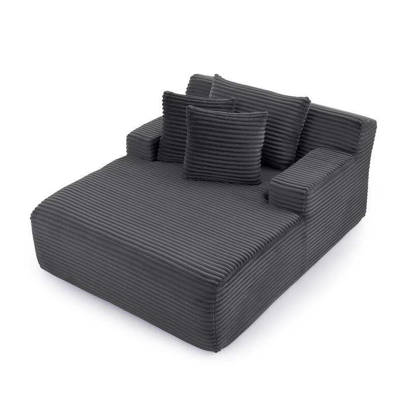 Roomfitters Velvet Lounge Chair No Assembly Required, Fluffy Single Lazy Sofa for Living Room and Bedroom