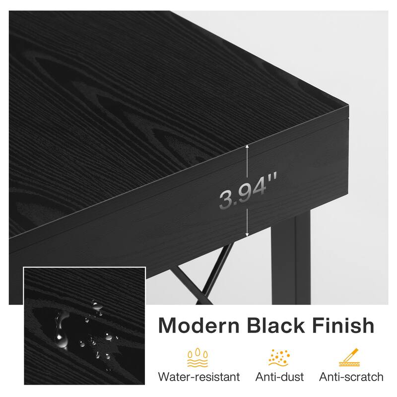 59 Inches Modern L-Shape Executive Desk, Black Computer Desk