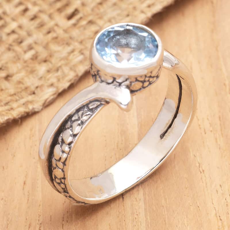 Novica Handmade Loyal Embrace Blue Topaz Single Stone Ring