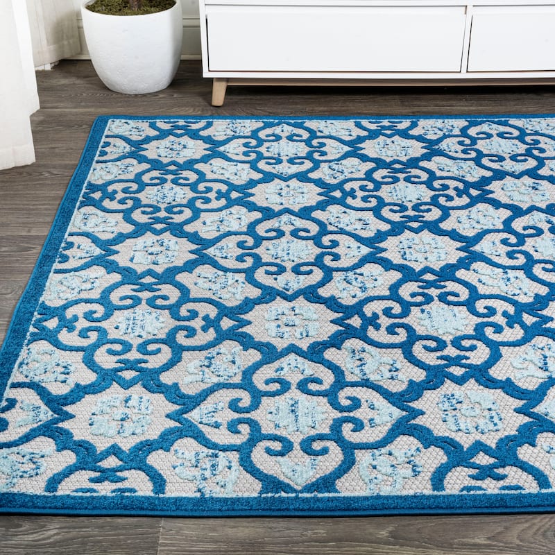 JONATHAN Y Crisantemo Tile Trellis High-Low Indoor/Outdoor Area Rug