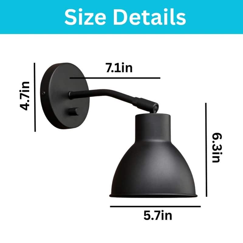 1 Light light bulb light black light fixture metal wall light