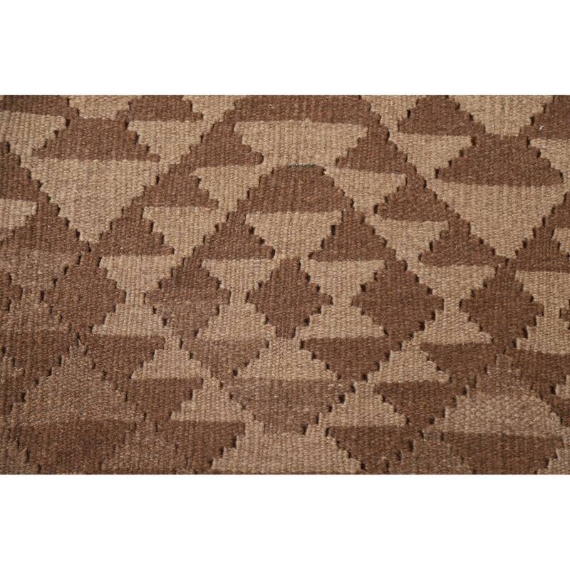 Geometric Kilim Reversible Area Rug Flat-weave Tribal Wool Carpet - 6'9" x 9'6"