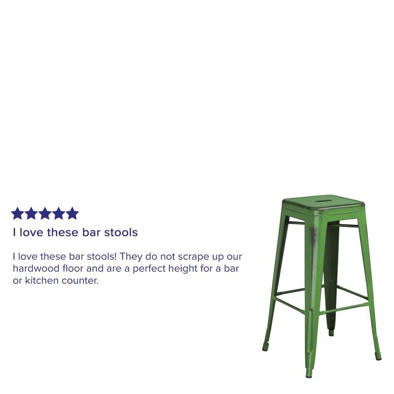 30" High Backless Distressed Metal Indoor-Outdoor Barstool - Patio Chair