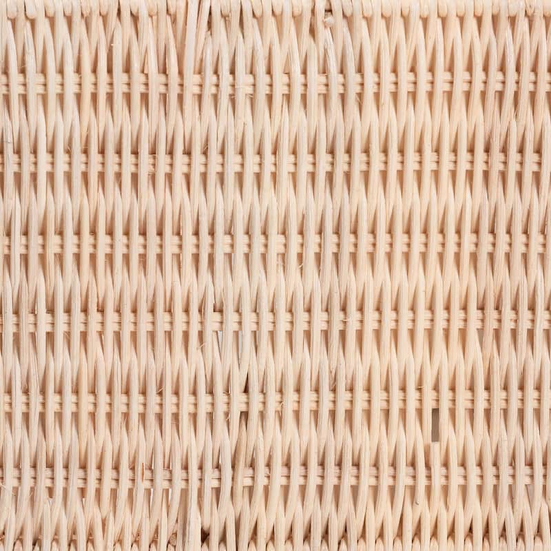 Creusa Natural Rattan Wall Shelf - 3-Tier Decorative Storage Rack with Arched Frame and Woven Bow Accent, Coastal Display Shelf