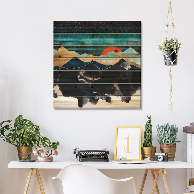 Amber Moon Print On Wood by SpaceFrog Designs - Multi-Color