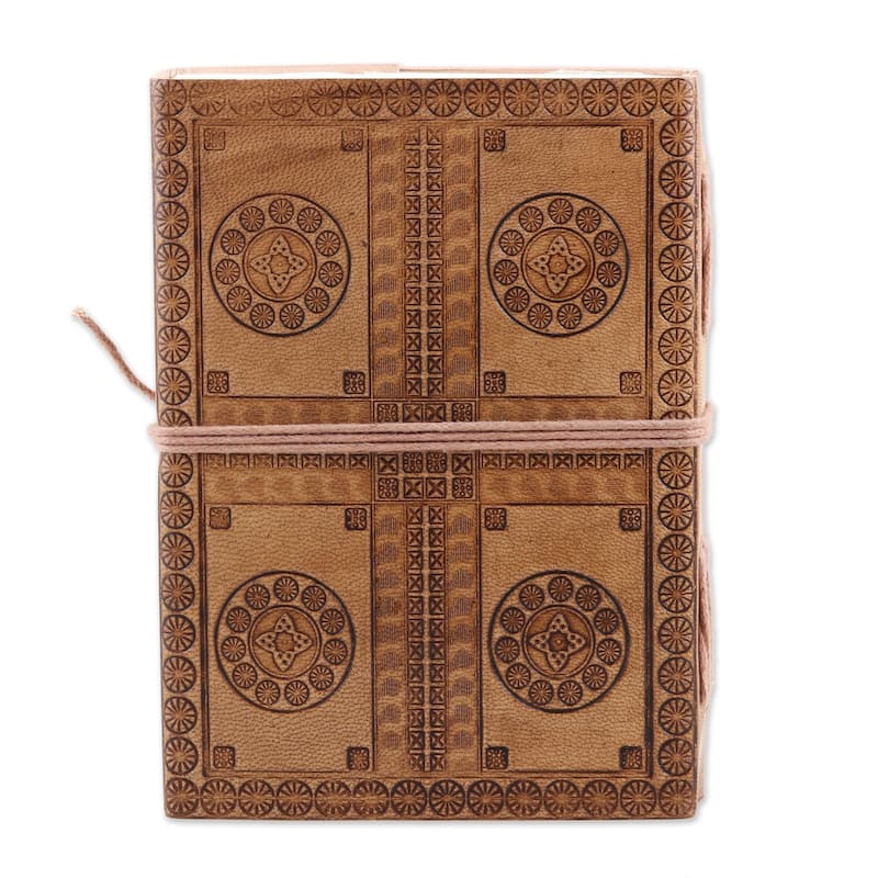 Novica Handmade Stomping Grounds Embossed Leather Journal