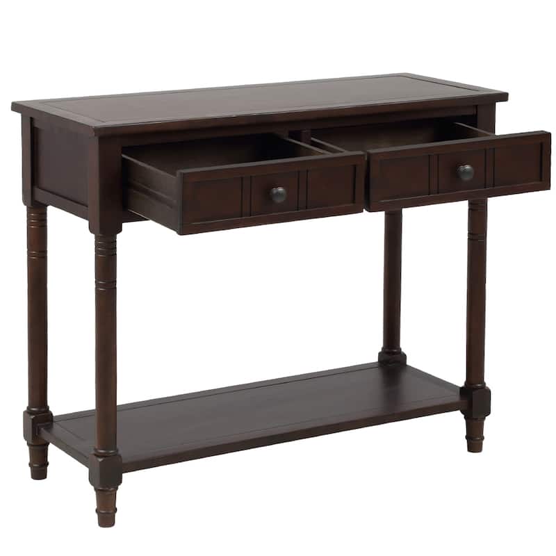 Daisy Series Console Table Traditional Design with Two Drawers and Bottom Shelf Acacia Mangium