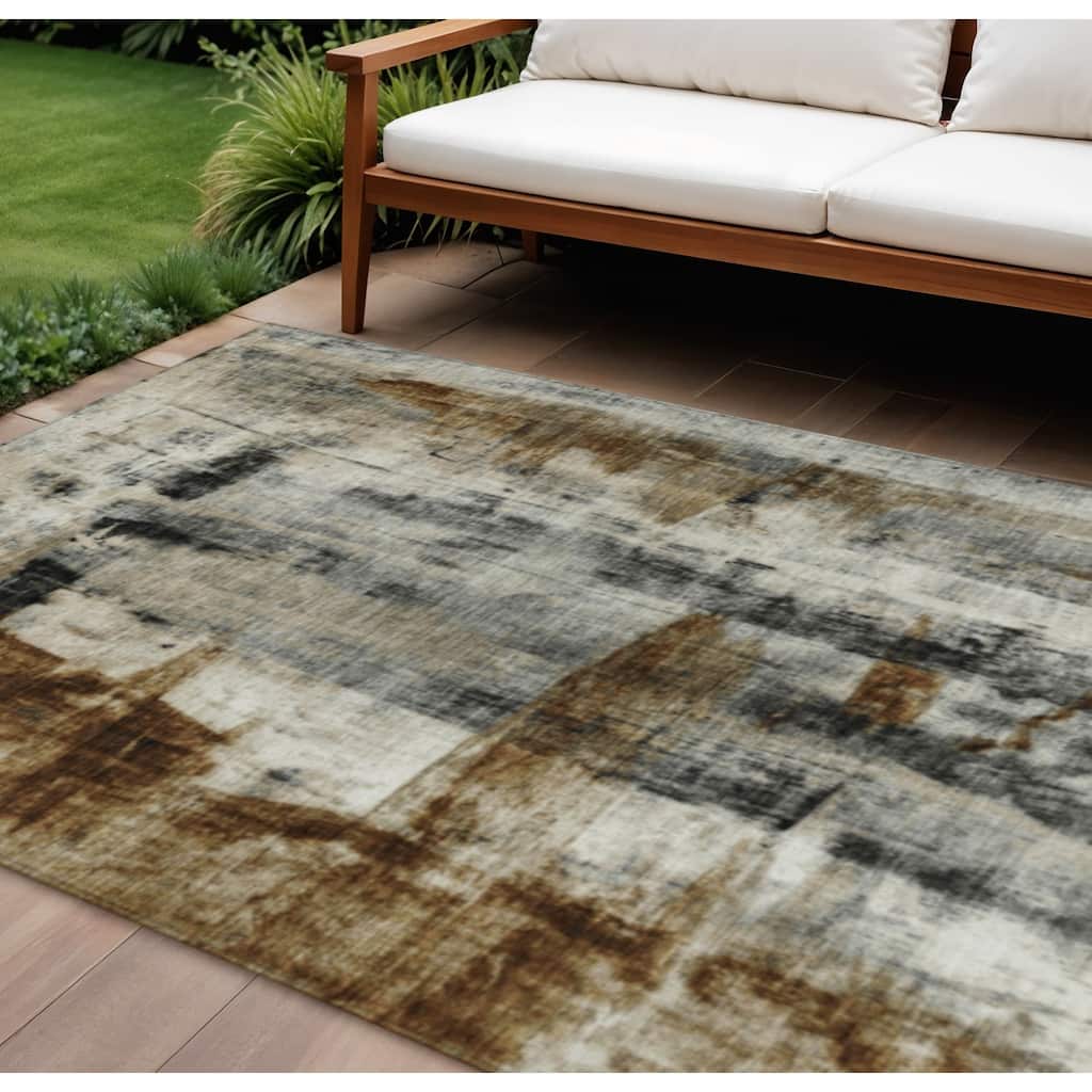 HomeRoots Abstract Transitional Rectangle Outdoor Rug