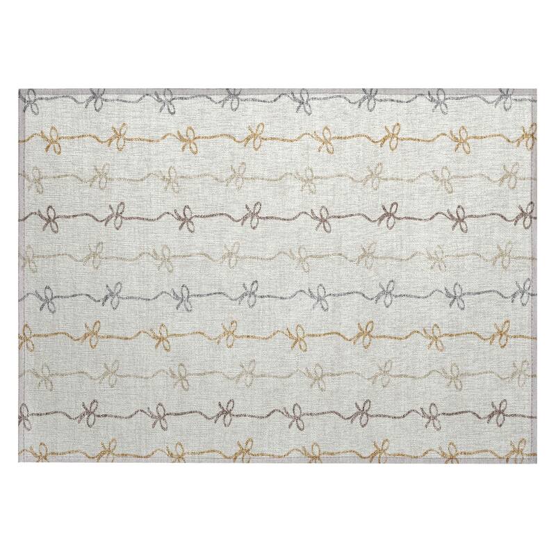 Machine Washable Indoor/ Outdoor Modern Bow Stripe Chantille Rug