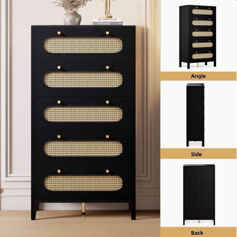 Moasis 5 Drawer Rattan Dresser