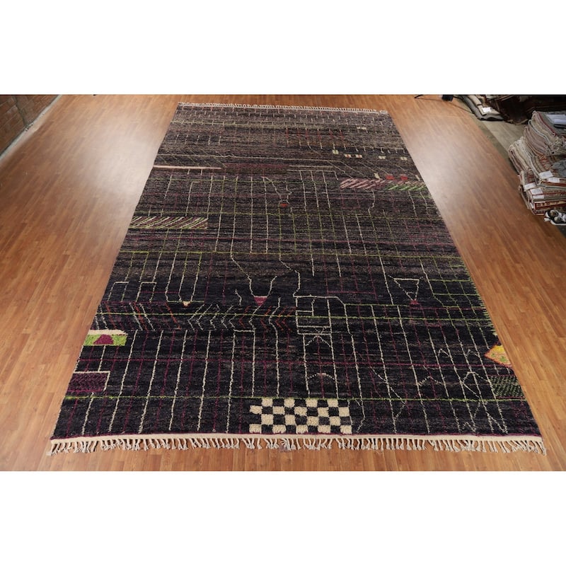Moroccan Oriental Large Area Rug Hand-Knotted Wool Carpet - 12'2" x 18'5"