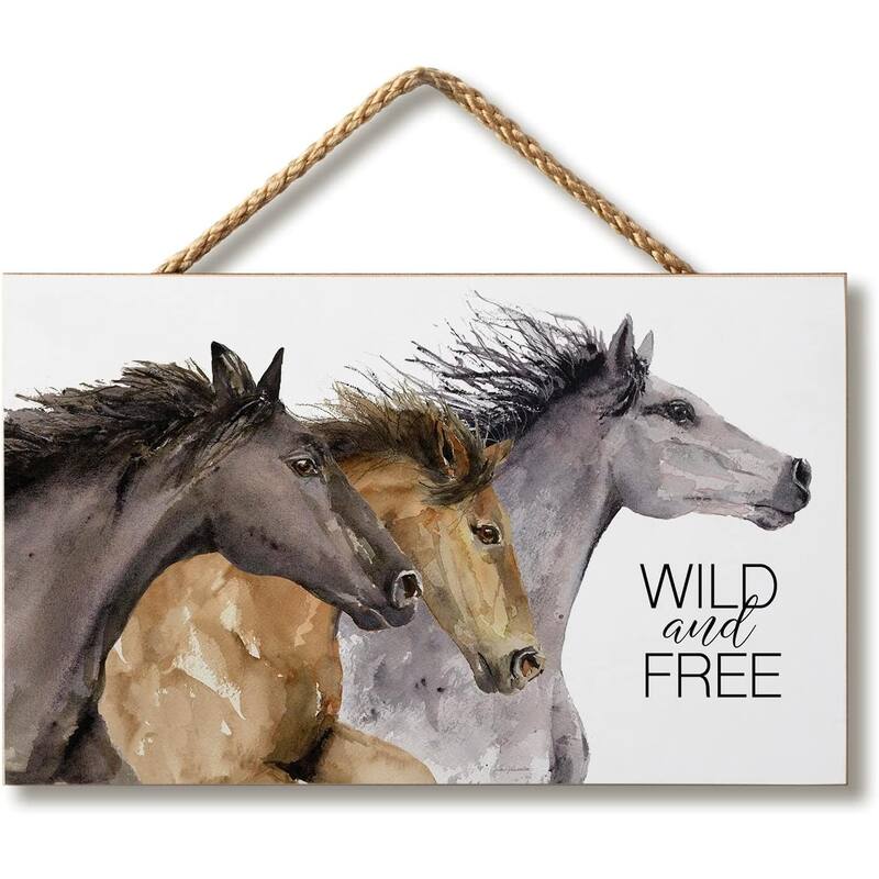 Hoof Beats Decorative Hanging Wood Sign 9.5” by 5.75” - Multi