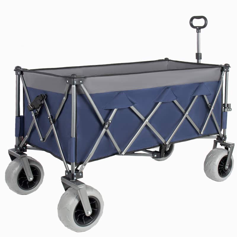 52"Extended Heavy-Duty Foldable Utility Wagon, 560lbs, Ultra-Stable Frame, 1:6 Space-Saving Fold, Portable and Collapsible