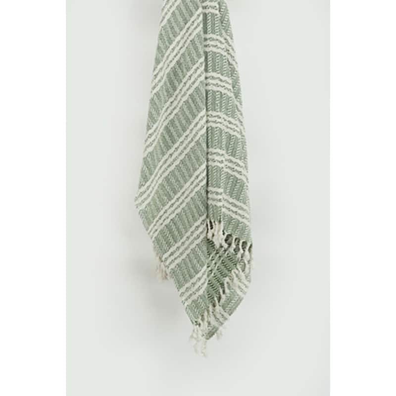 HomeRoots Green Woven 100% Cotton Throw Blanket