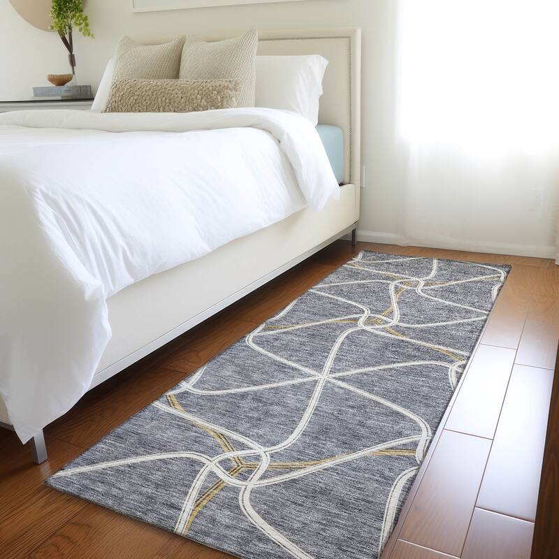Premium Washable Super Soft Contemporary Geo Mayfield Rug - Gray - 2'3" x 7'6"