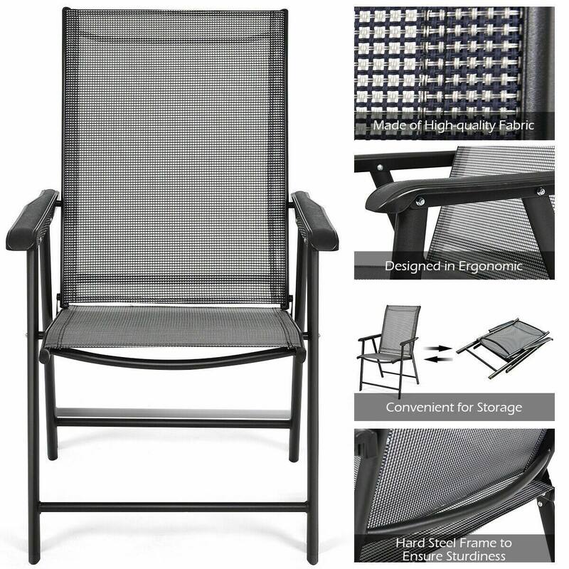 Set of 2 Outdoor Patio Folding Chairs with Comfortable Ergonomic Armrests - 27" x 23" x 37" (D x W x H)