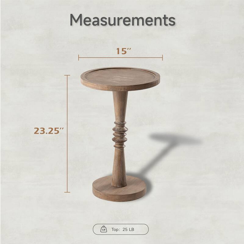 COZAYH Pedestal Small Drinking Table, Farmhouse Tray Top End Table, Distressed Finish, Traditional