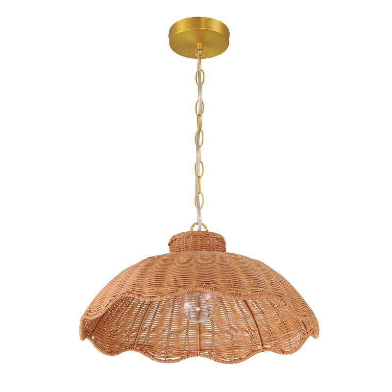 Scalloped Rattan Pendant Lighting - Small
