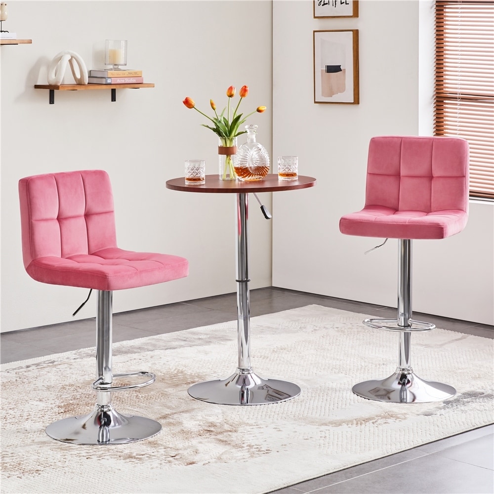 Yaheetech adjustable modern swivel bar stools dining chair counter height leather set of 2 deals