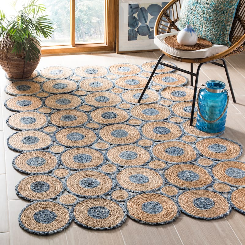 SAFAVIEH Handmade Cape Cod Megi Coastal Jute Rug - 6' x 9' - Blue/Natural