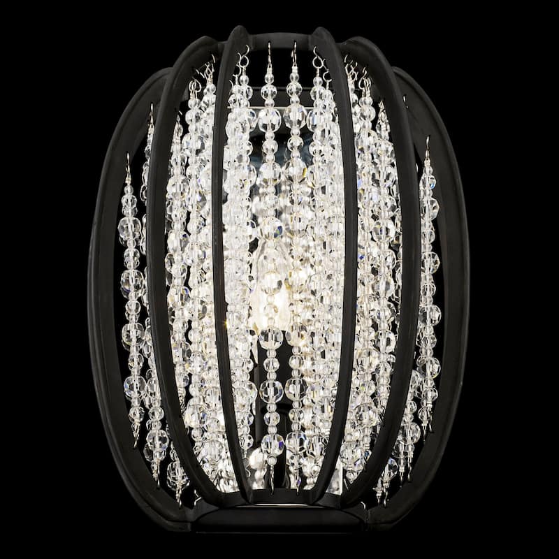 Caesar 1-Light Flush Black Crystal Wall Sconce
