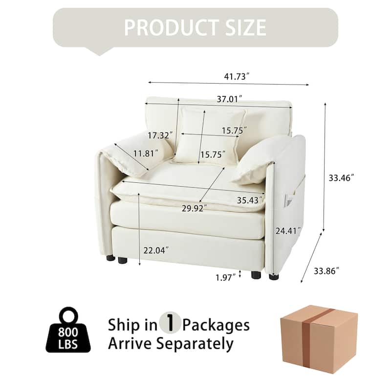 Oversized Chenille Single Sofa Chair, Upholstered Armchair Deep Seat Accent Chair Modular Couch, Lounge Chair & Ottoman Set