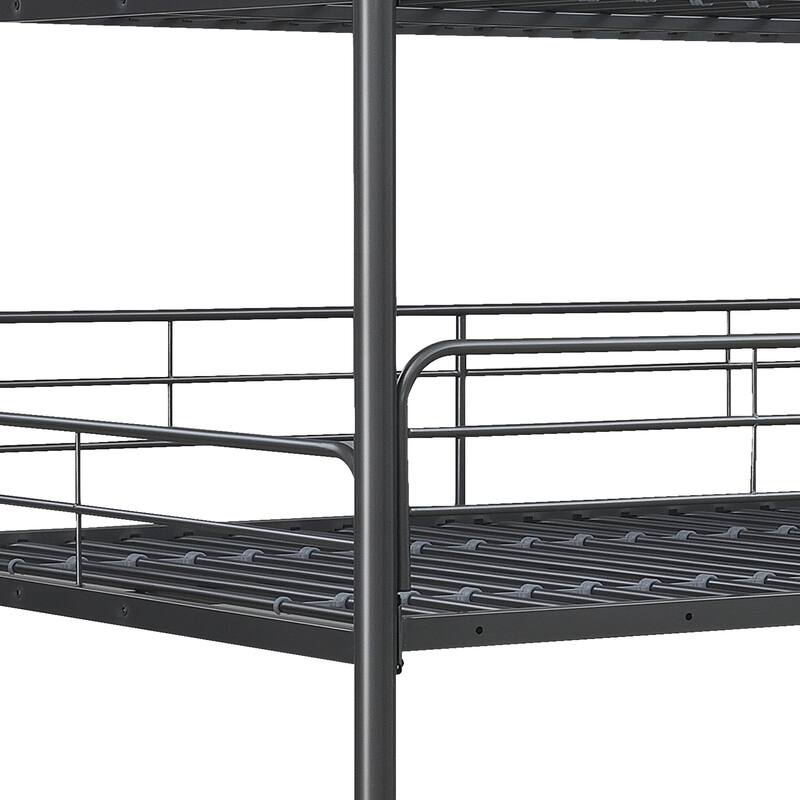 Twin/Full Over Full Triple Bunk Bed, Modern Steel Frame, Noise-Free, Black