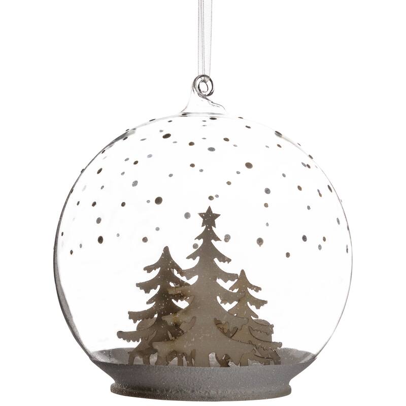 Deer Family in Snow Glass Globe Christmas Ornament - 4.75"