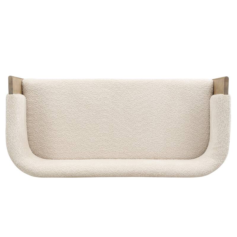 Simple Loveseat Natural Ash Sofa Couch with Track Armrests, 2-Seater Settee Sofa Couch with Wood Legs